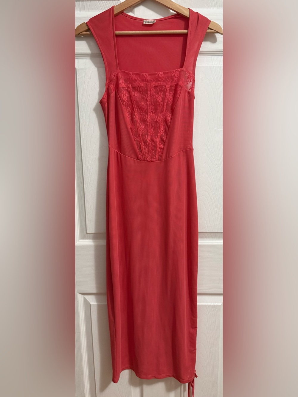 Free People Intimately Corset-is Mesh Body Con Dress in Coral